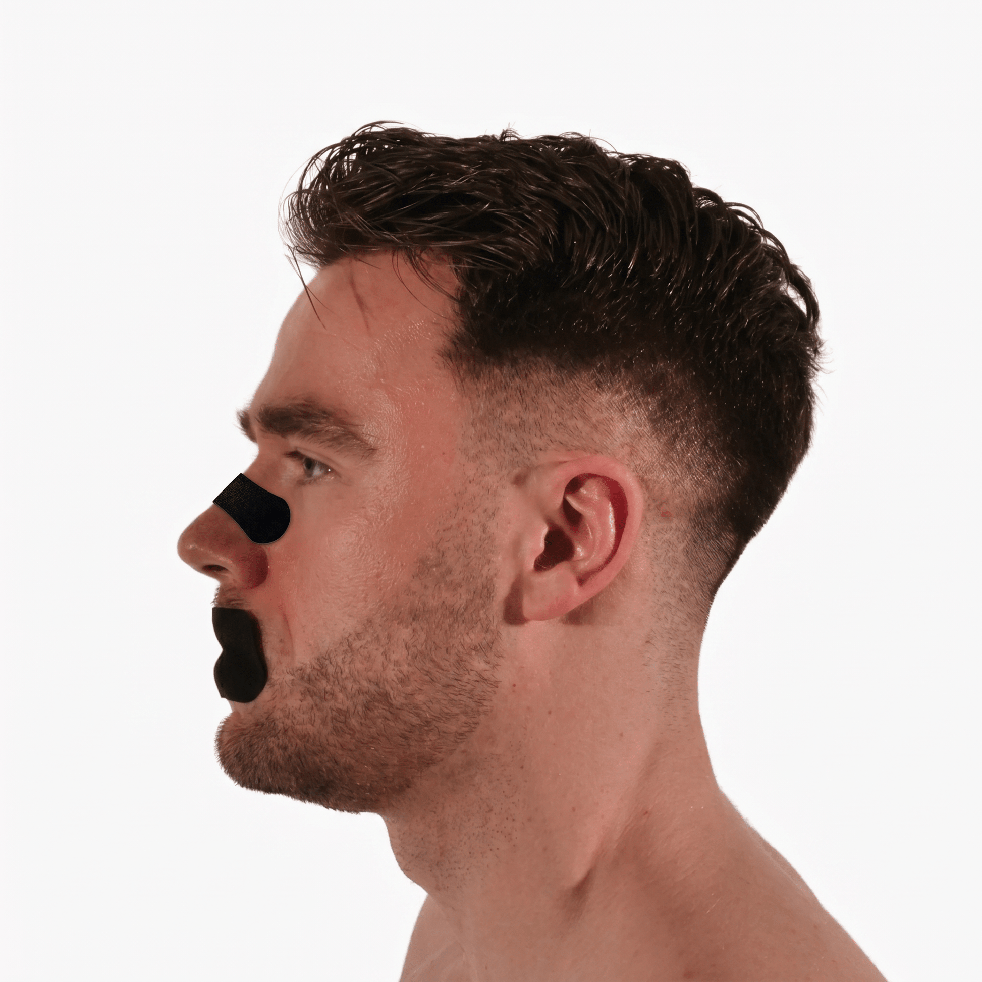 Modell med norzen munntape og nesestrips